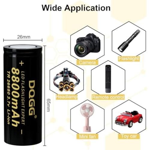 Paquete de 4 Baterías Recargables 26650 PAOWANG 8800mAh