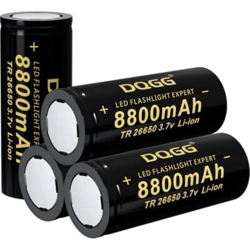 Paquete de 4 Baterías Recargables 26650 PAOWANG 8800mAh