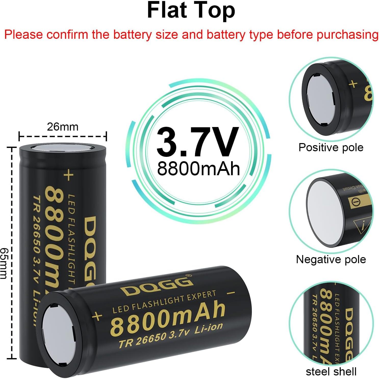 Batería Recargable 26650 BENKIA 8800mAh 2 Paquete