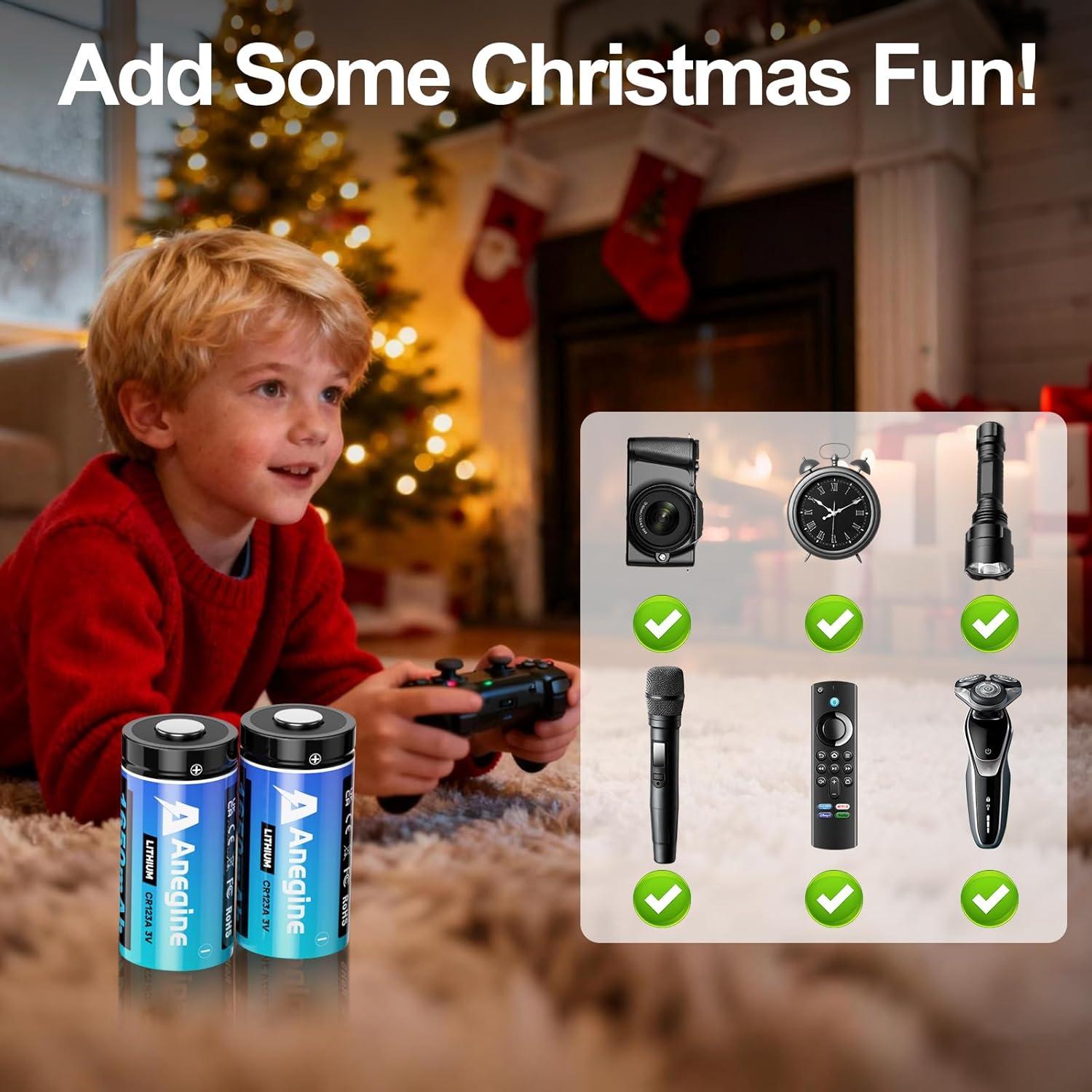 Baterías de Litio CR123A 3V 1650mAh Anegine Paquete de 20