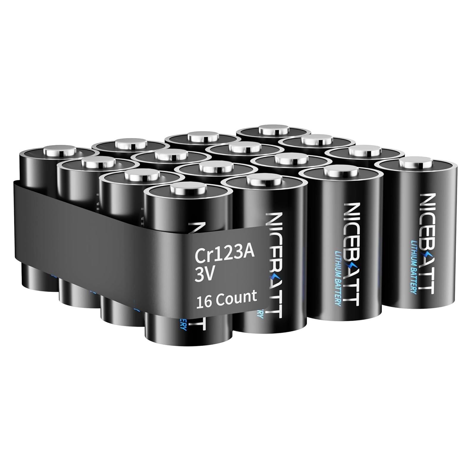 Batería de Litio CR123A 3V NICEBATT 1500mAh Paquete de 16