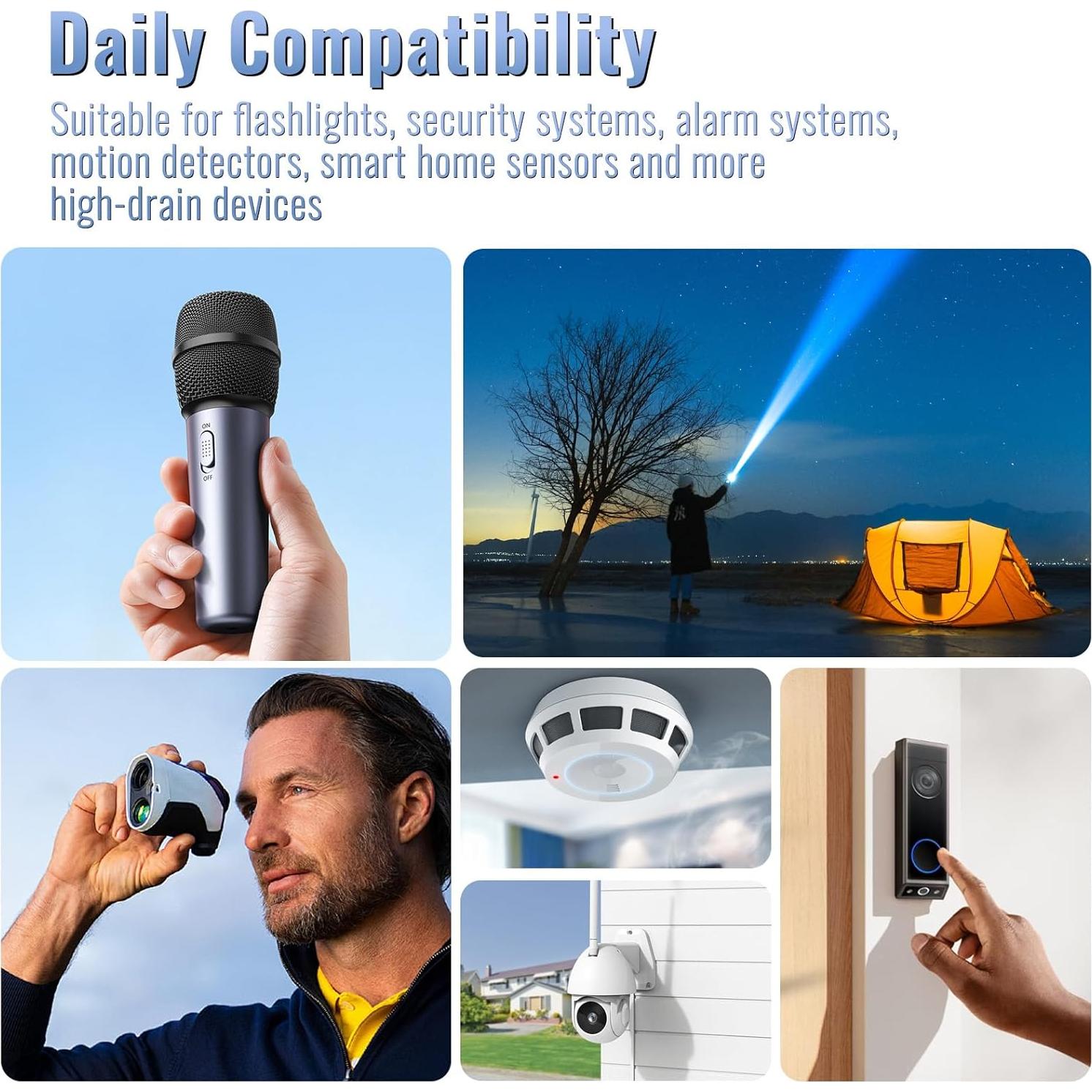 Baterías de Litio BONAI CR123A 1500mAh 12PC para Linterna