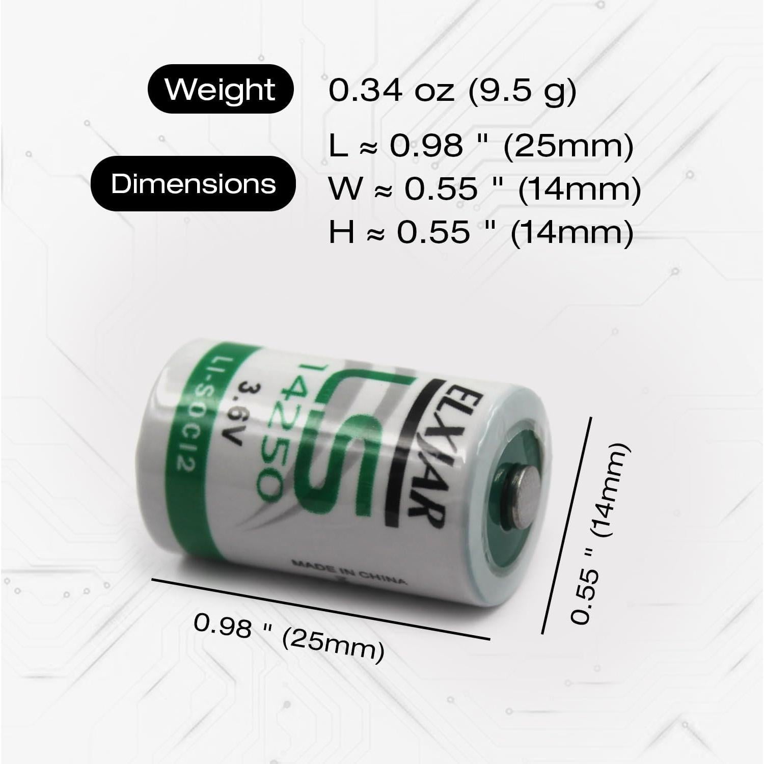 Paquete de 5 Baterías de Litio LS-14250 3.6V 1200mAh para Medidores