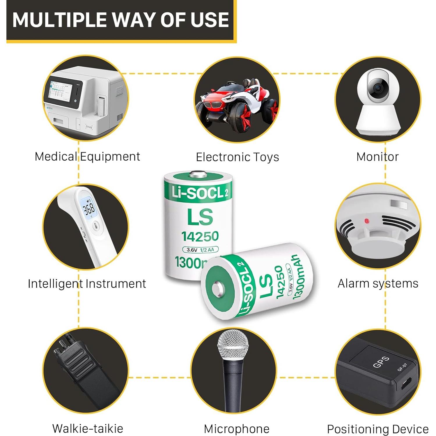 10 Baterías de Litio 3.6V 1/2AA BOANV para Dispositivos