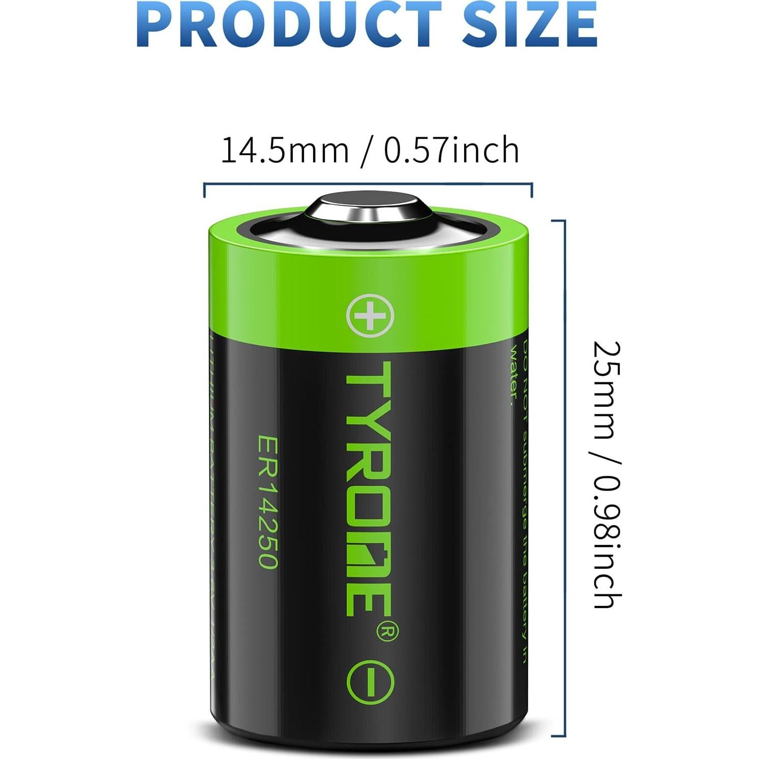 Baterías de Litio 1/2 AA Tyrone 3.6V 1200mAh 4 Piezas