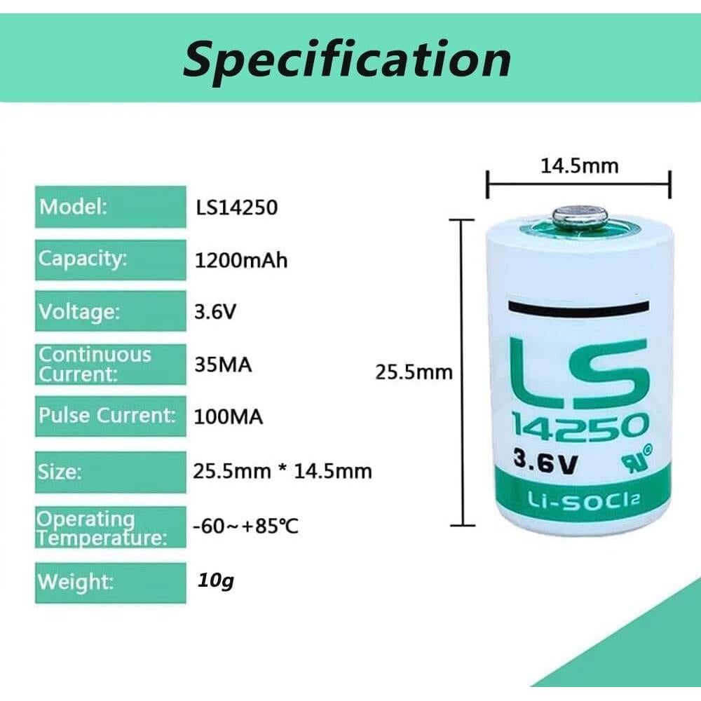 Paquete de 20 Baterías de Litio LS14250 3.6V 1200mAh MAXICHUN
