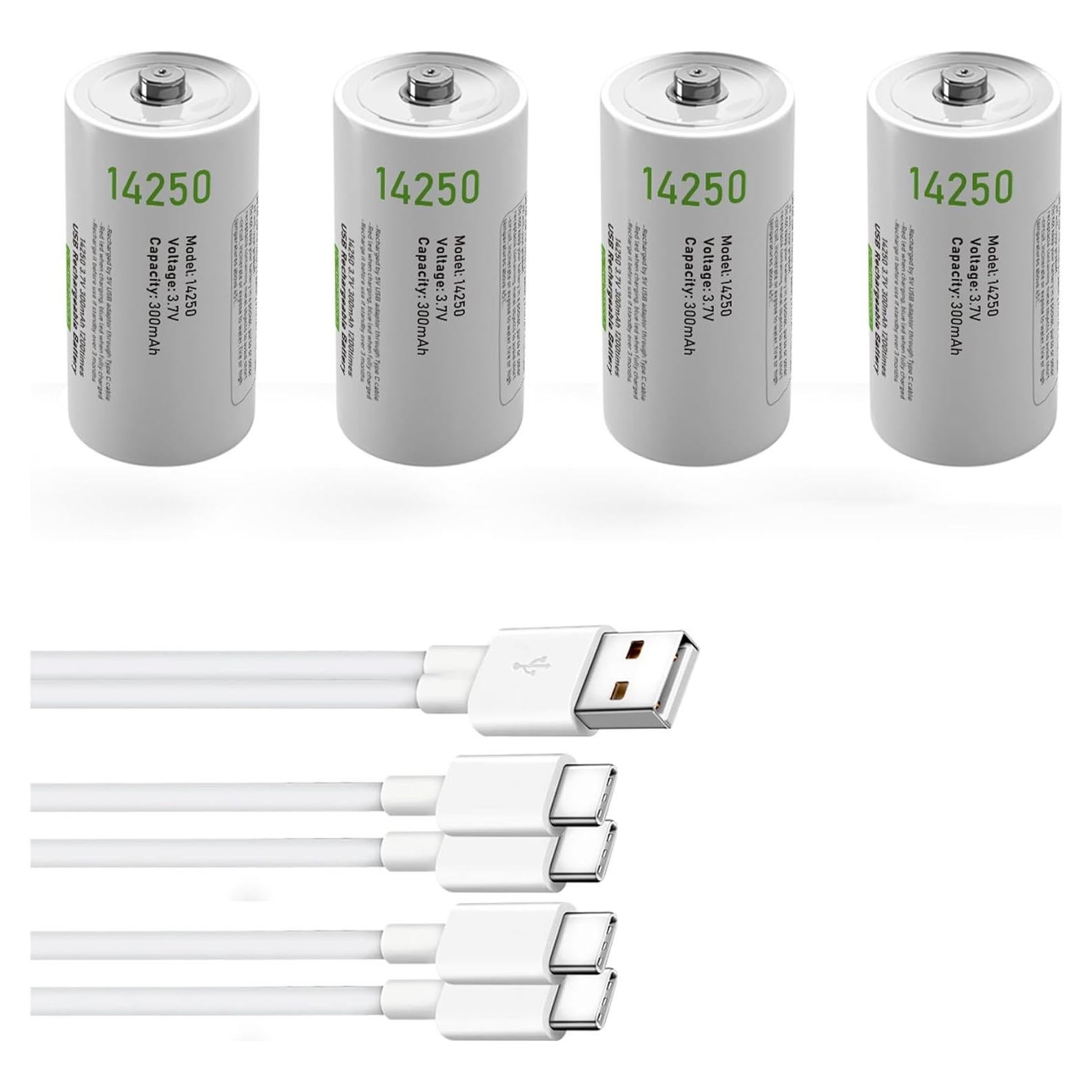 Paquete de 4 Baterías Recargables Litio Ion 14250 3.7V CAMELCELL