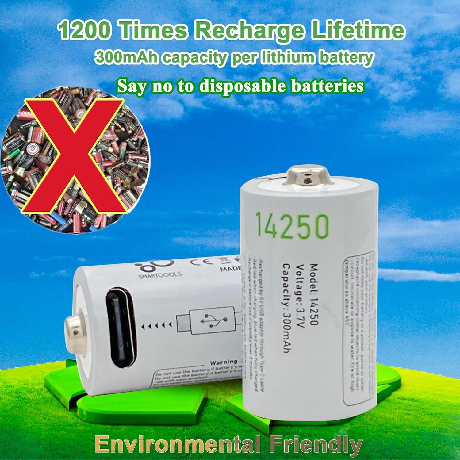 Paquete de 4 Baterías Recargables Litio Ion 14250 3.7V CAMELCELL