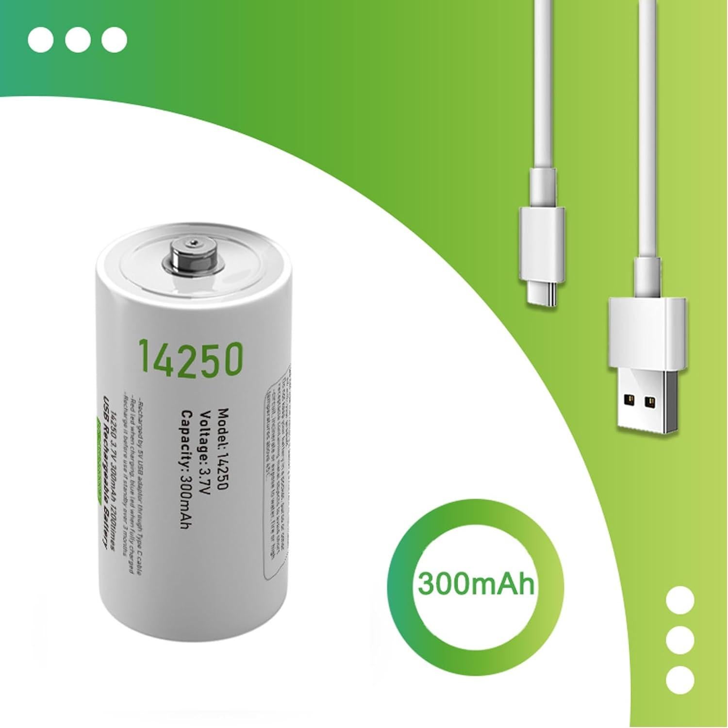 Paquete de 4 Baterías Recargables Litio Ion 14250 3.7V CAMELCELL