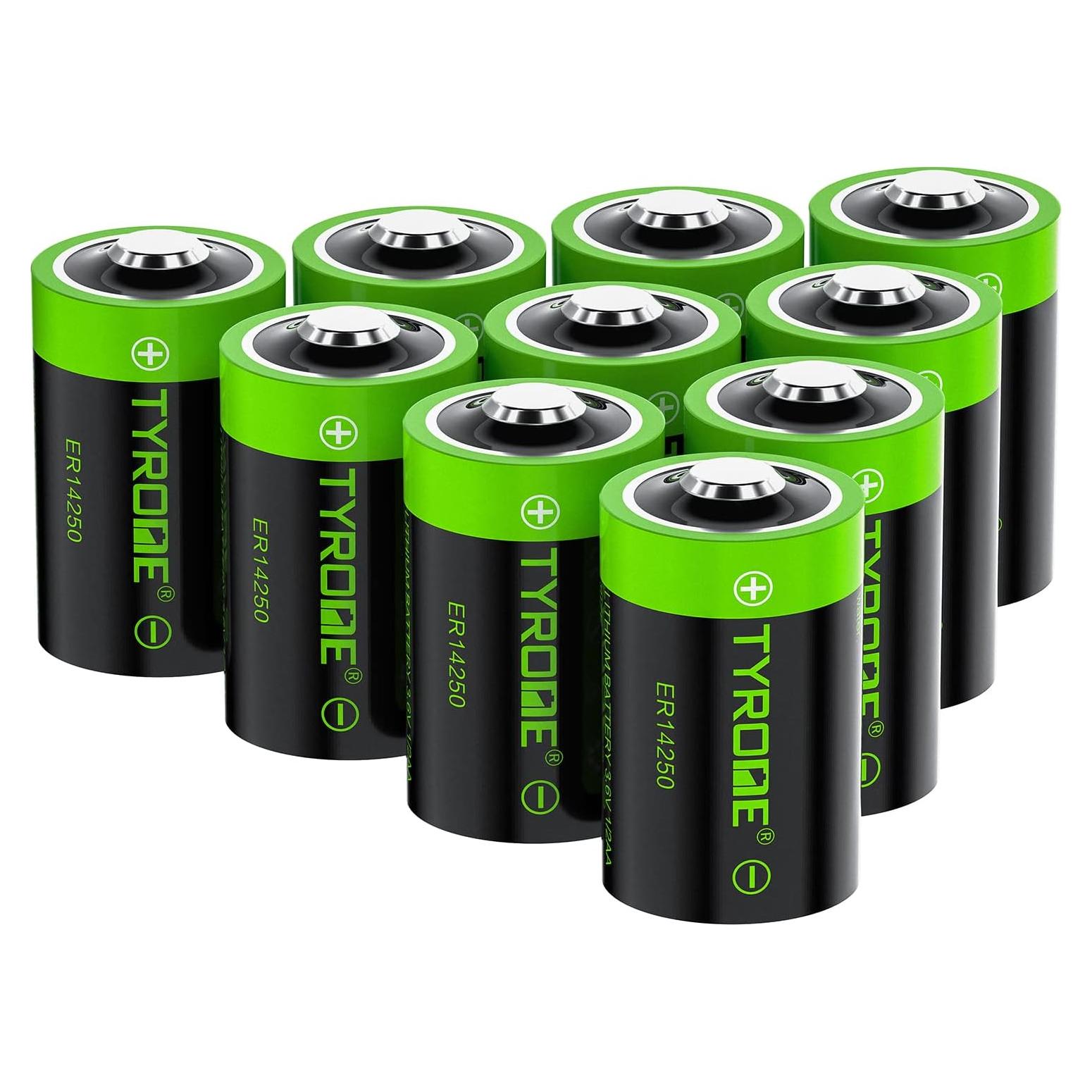 Batería Litio 1/2 AA Tyrone ER14250 3.6V 1200mAh Paquete 10