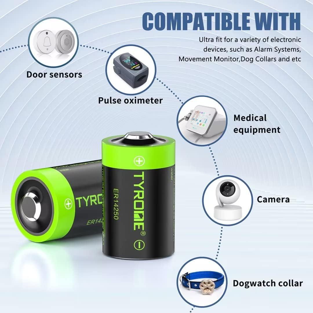 Batería Litio 1/2 AA Tyrone ER14250 3.6V 1200mAh Paquete 10