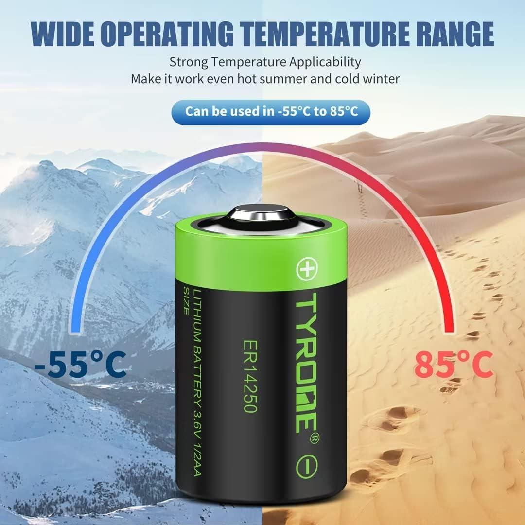 Batería Litio 1/2 AA Tyrone ER14250 3.6V 1200mAh Paquete 10