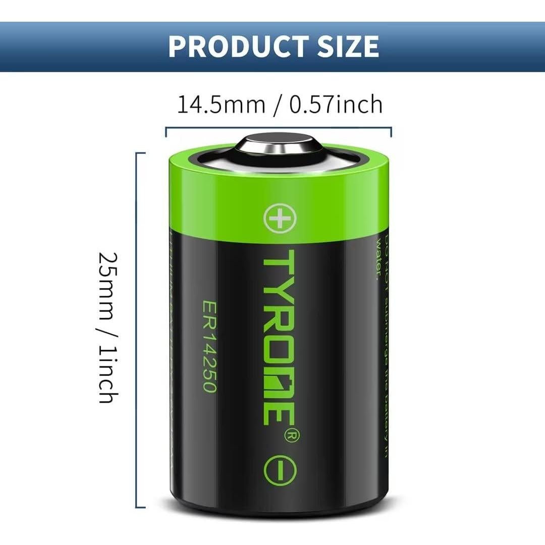 Batería Litio 1/2 AA Tyrone ER14250 3.6V 1200mAh Paquete 10