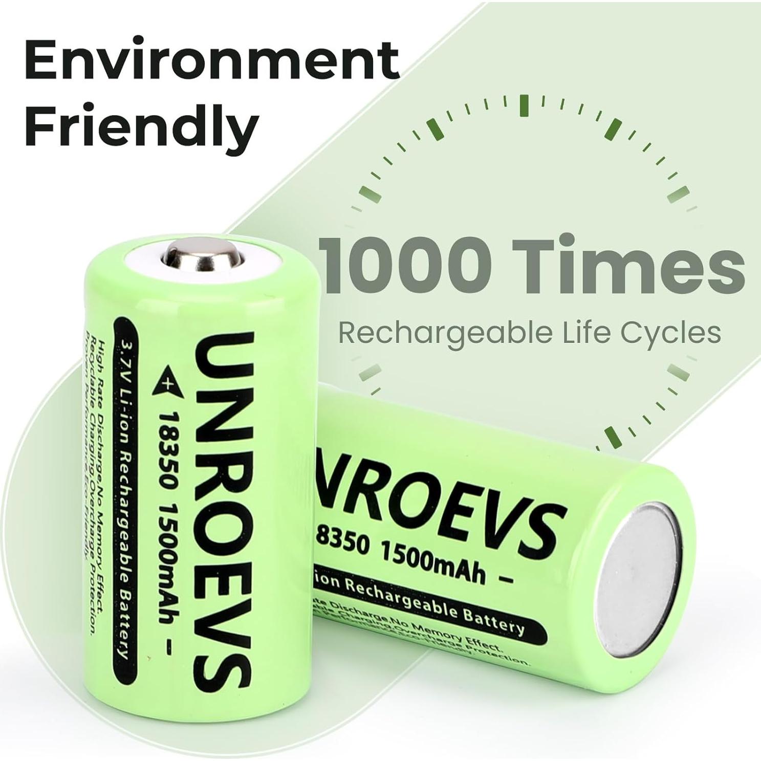 Paquete de 2 Baterías Recargables 3.7V 1500mAh Li-ion UNROEVS