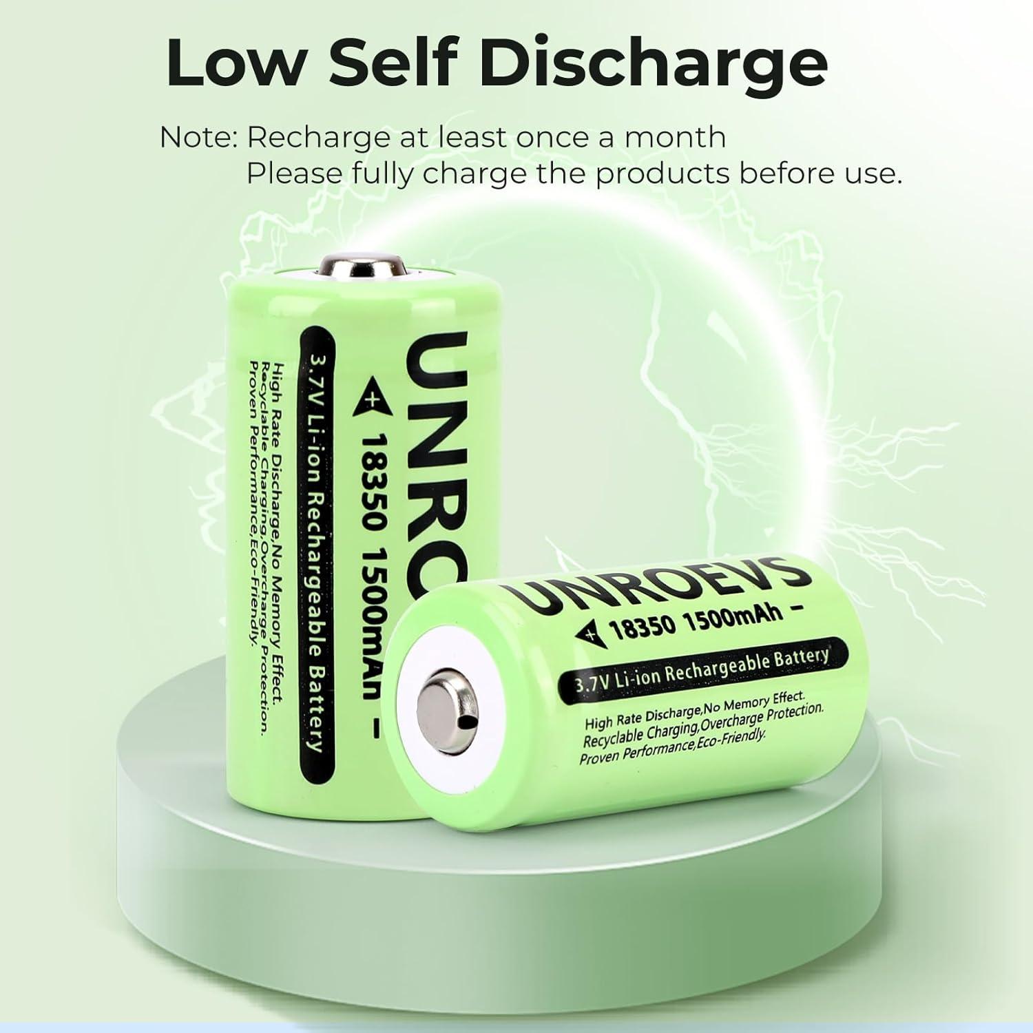 Paquete de 2 Baterías Recargables 3.7V 1500mAh Li-ion UNROEVS