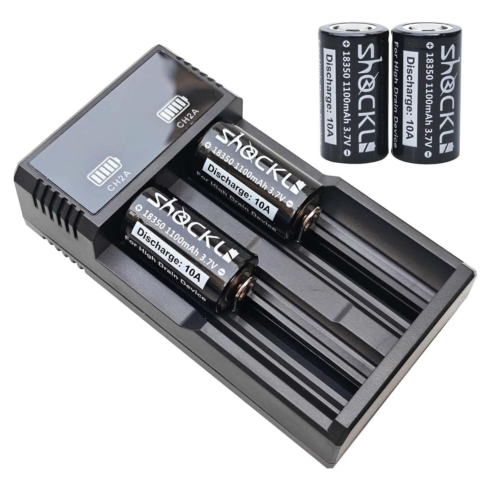Batería Recargable 18350 1100mAh ShockLi + Cargador USB