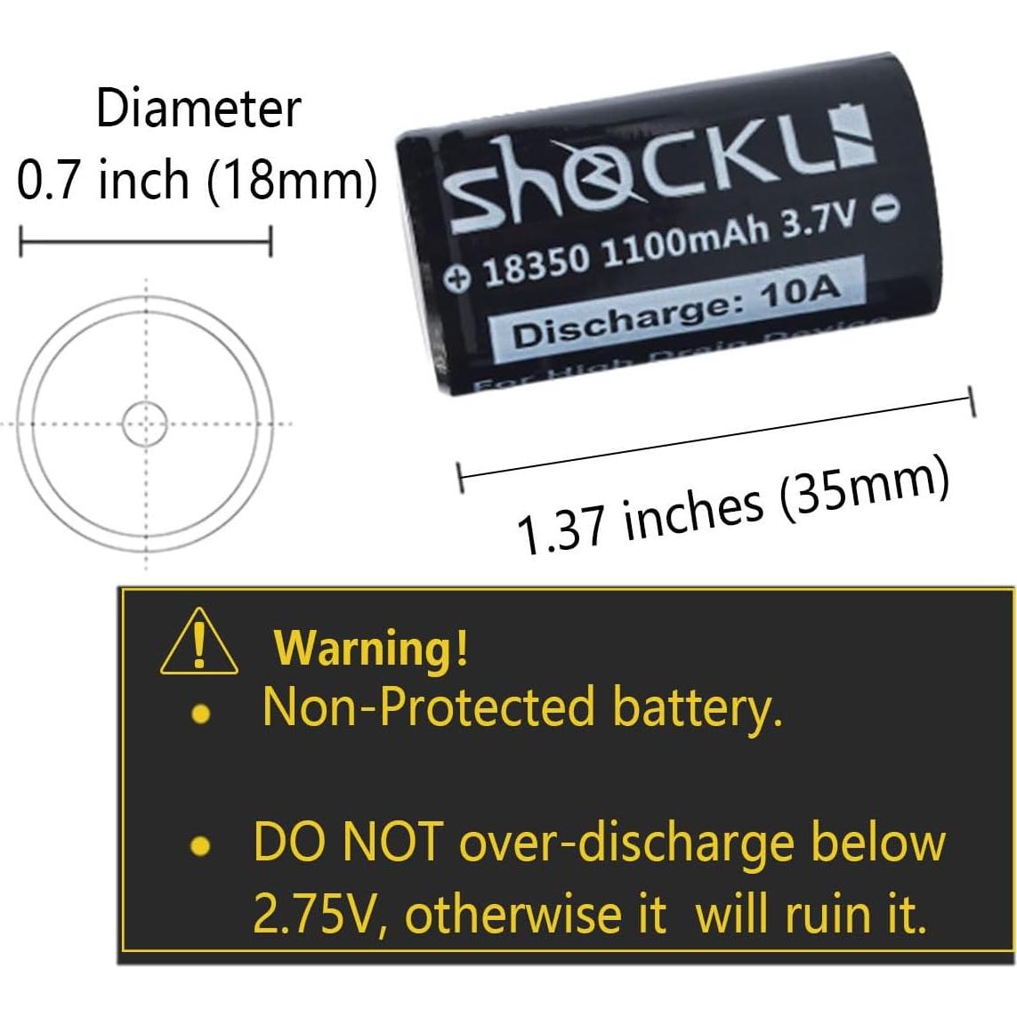 Batería Recargable 18350 1100mAh ShockLi + Cargador USB