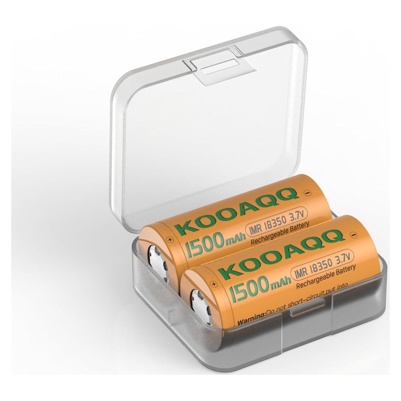 Paquete de 2 Baterías Recargables KOOAQQ 18350 1500mAh 3.7V