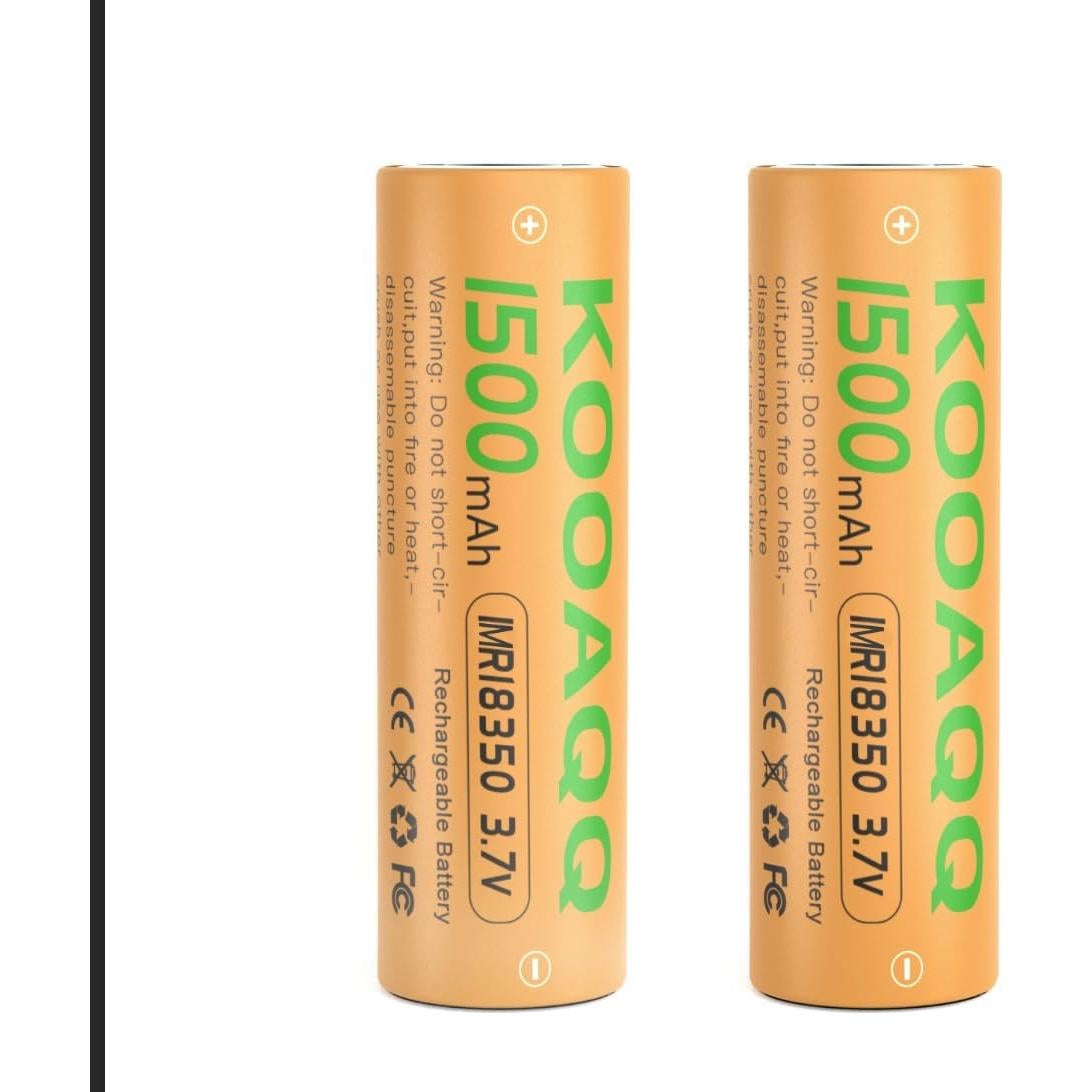 Paquete de 2 Baterías Recargables KOOAQQ 18350 1500mAh 3.7V