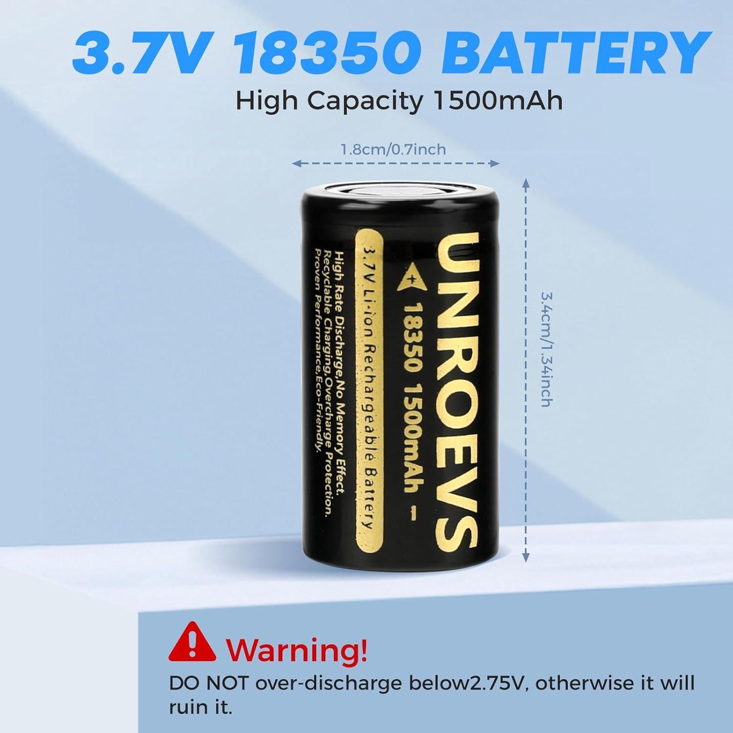 Batería Recargable 18350 UNR0EVS 3.7V 1500mAh Alta Capacidad