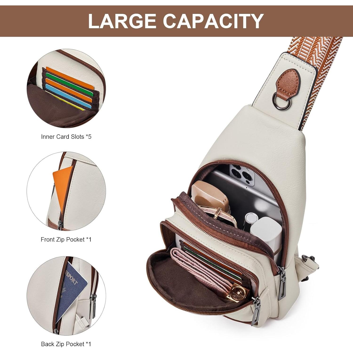 Bolso Bandolera de Cuero Vegano para Mujeres 17x10x29cm