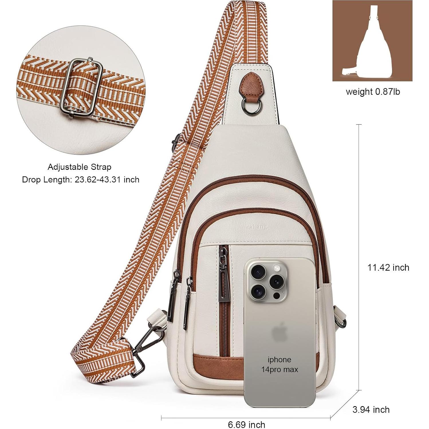 Bolso Bandolera de Cuero Vegano para Mujeres 17x10x29cm