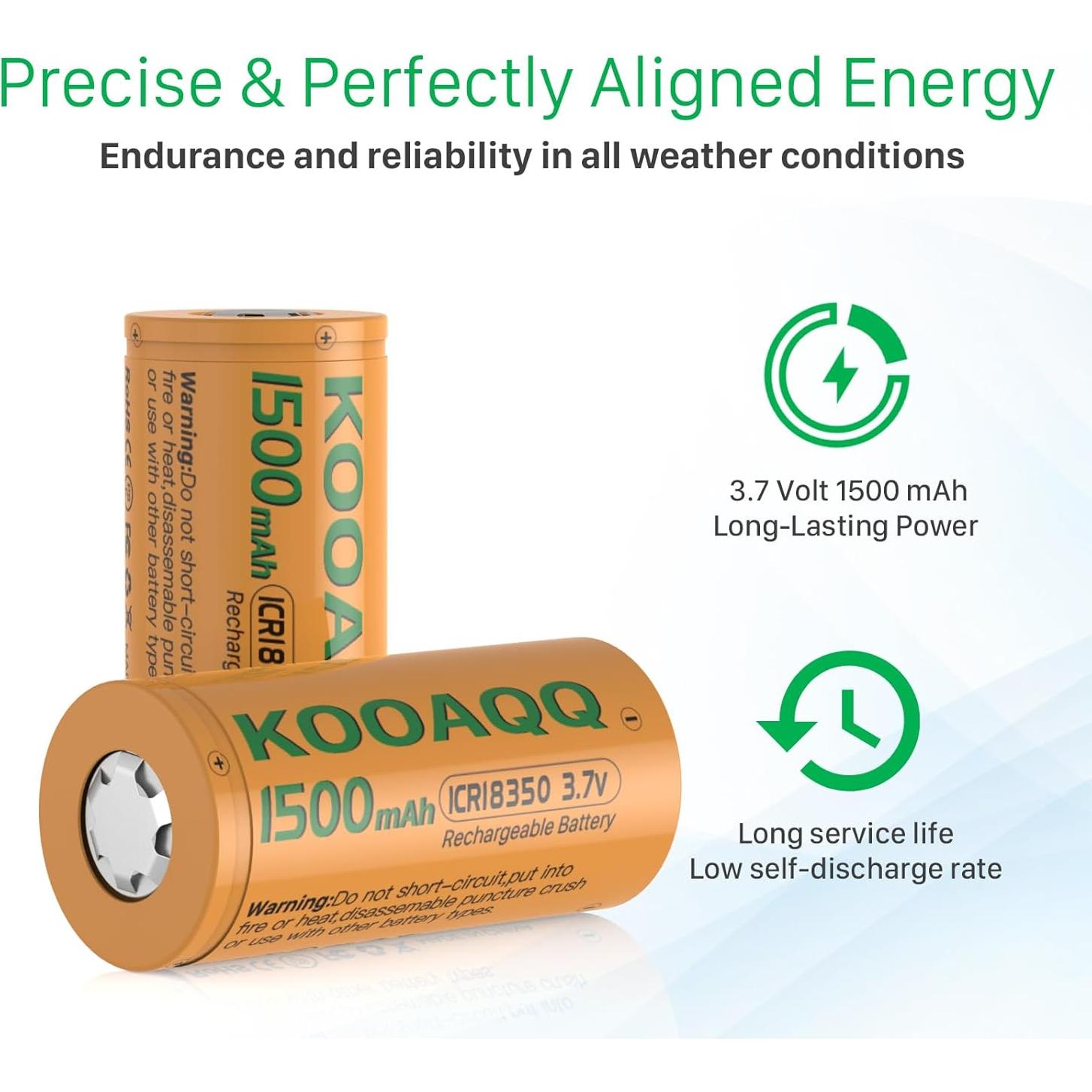 Baterías Recargables 18350 3.7V 1500mAh 10A - 2 Piezas