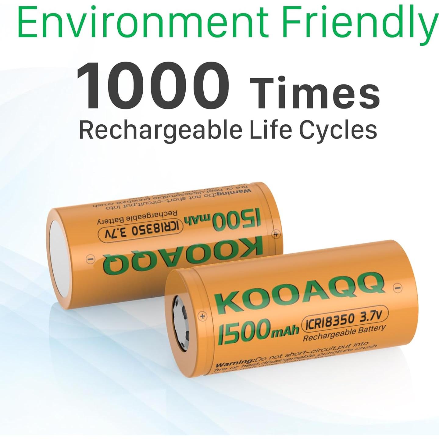 Baterías Recargables 18350 3.7V 1500mAh 10A - 2 Piezas