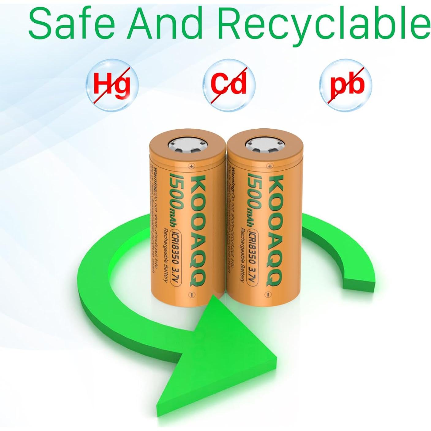 Baterías Recargables 18350 3.7V 1500mAh 10A - 2 Piezas