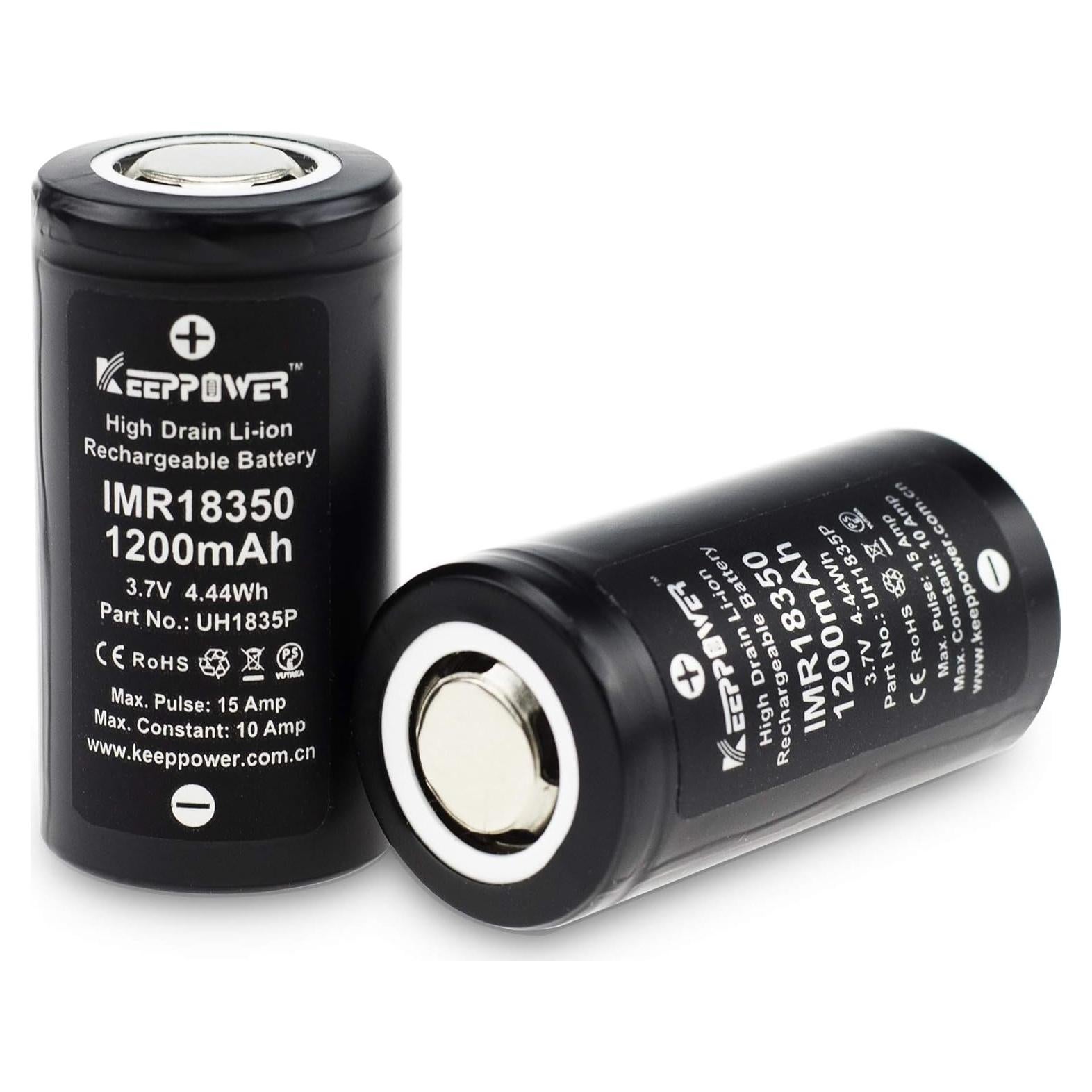 Batería de Litio Recargable Keeppower IMR18350 1200mAh 10A