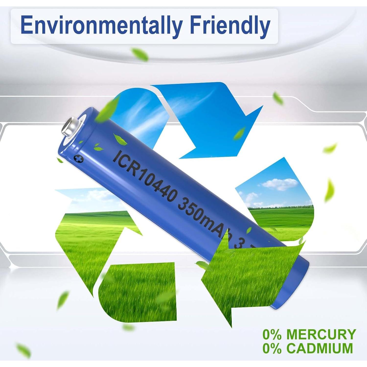 Baterías Recargables ICR 10440 350mAh 3.7V Perprokay - Paquete de 4