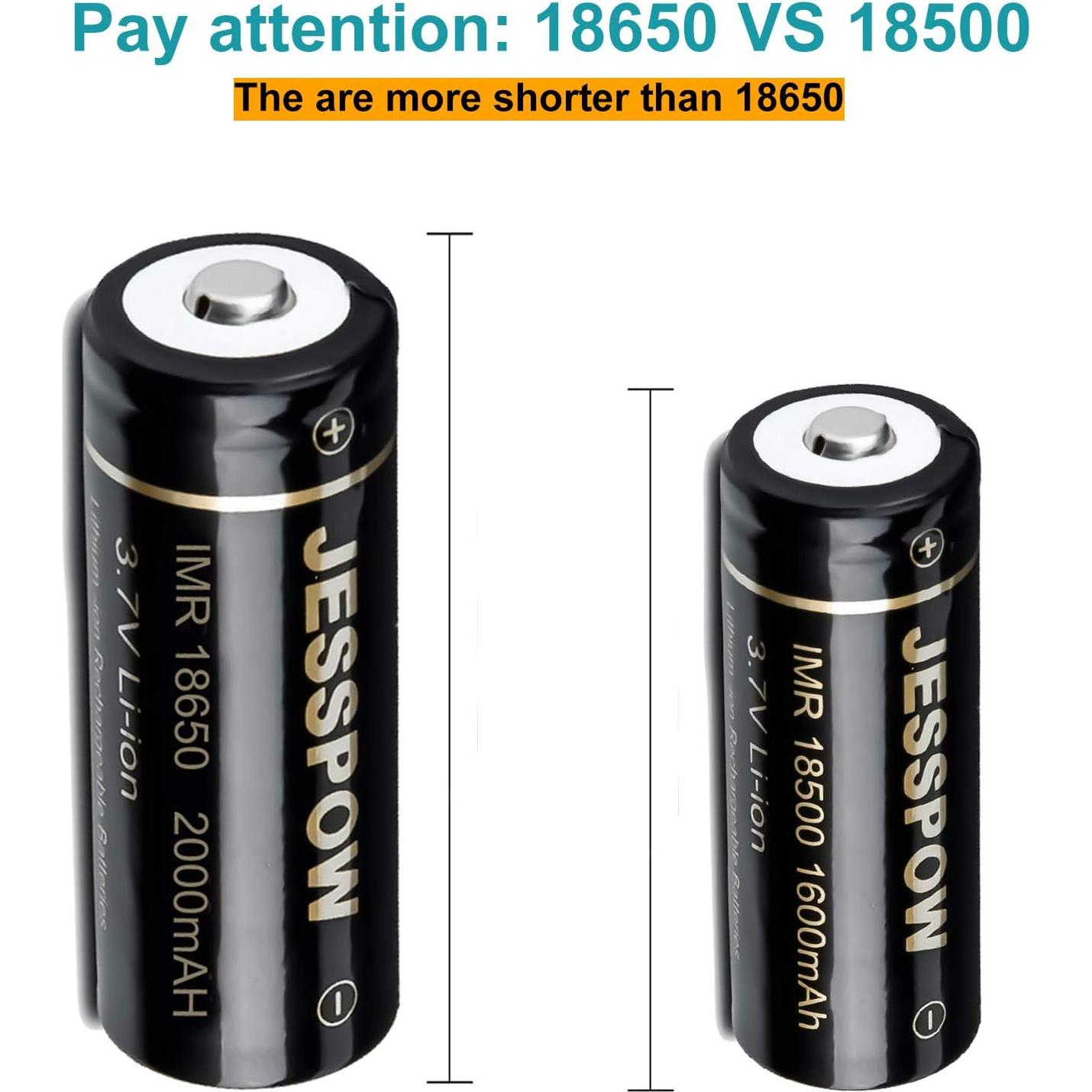 Baterías Recargables JESSPOW 18500 1600mAh 3.7V Botón 4Pack