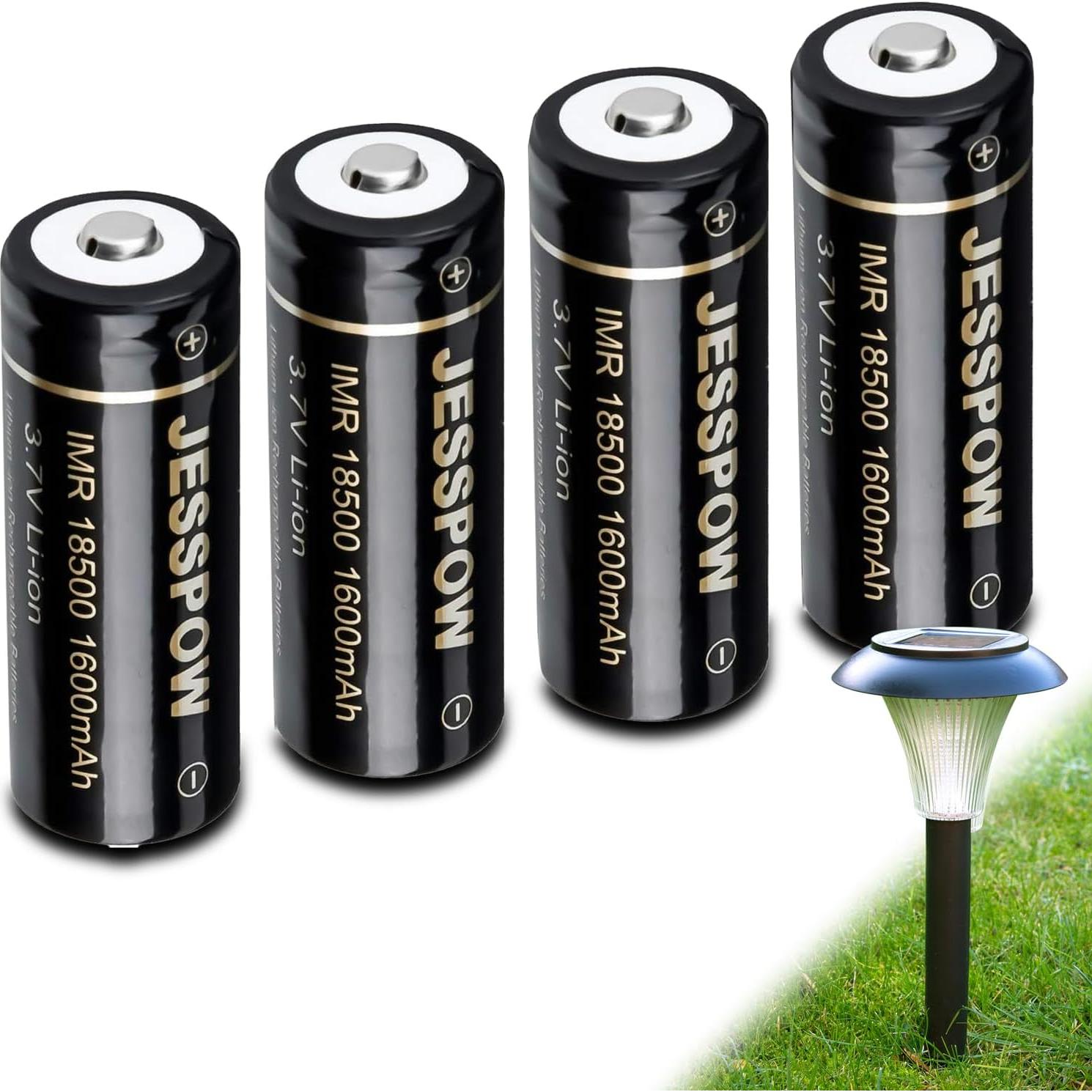 Baterías Recargables JESSPOW 18500 1600mAh 3.7V Botón 4Pack