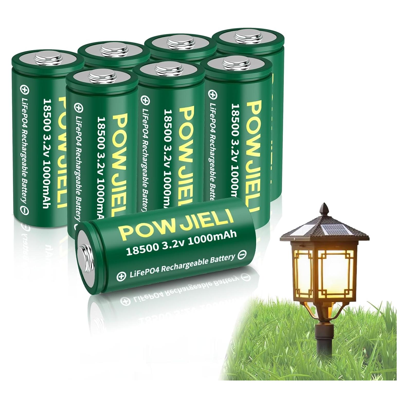 Baterías Recargables LiFePO4 18500 1000mAh 3.2V - Paquete de 8