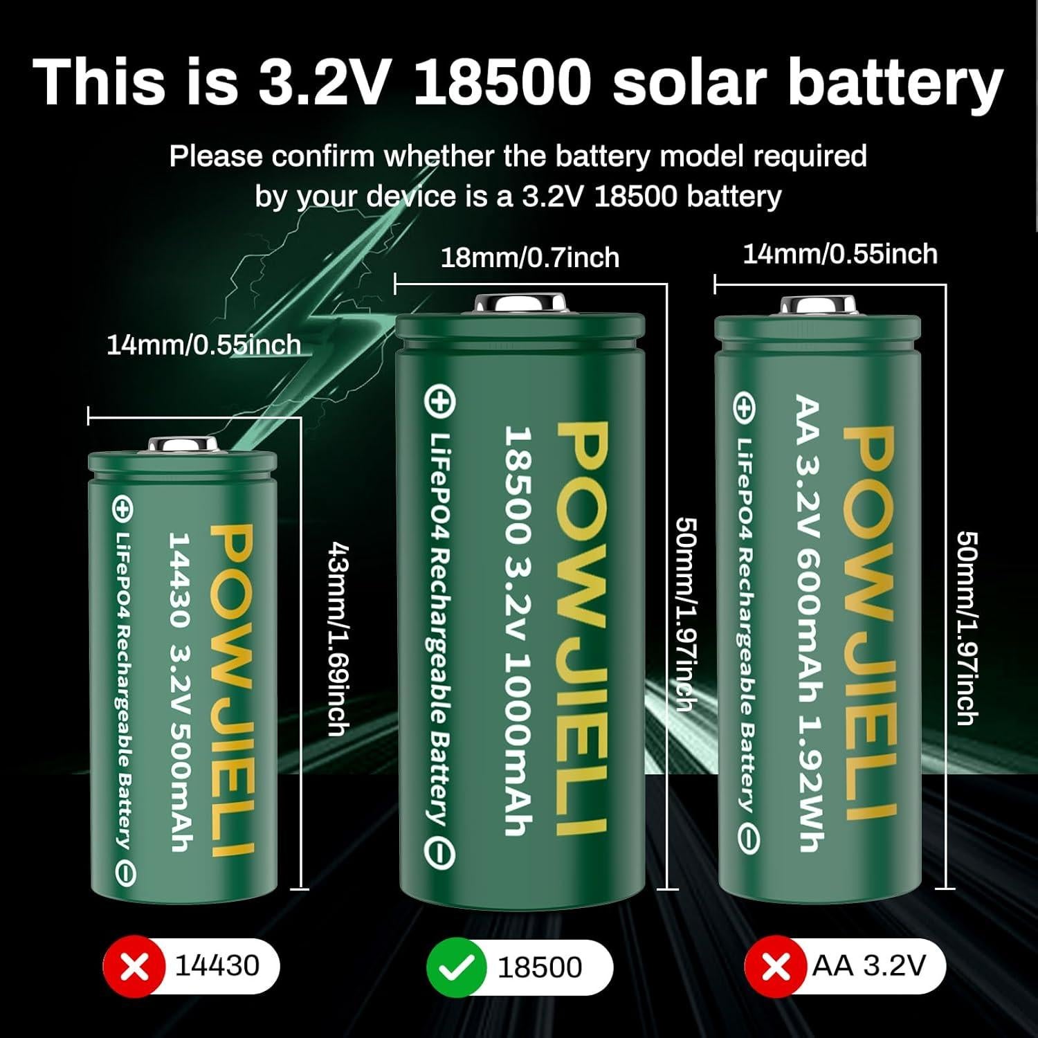 Baterías Recargables LiFePO4 18500 1000mAh 3.2V - Paquete de 8