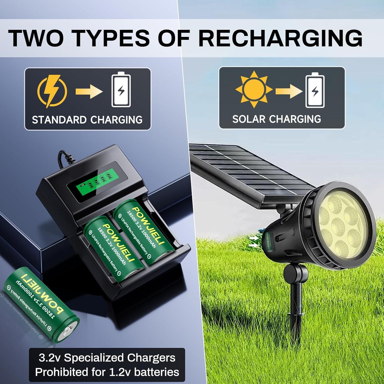 Baterías Recargables LiFePO4 18500 1000mAh 3.2V - Paquete de 8