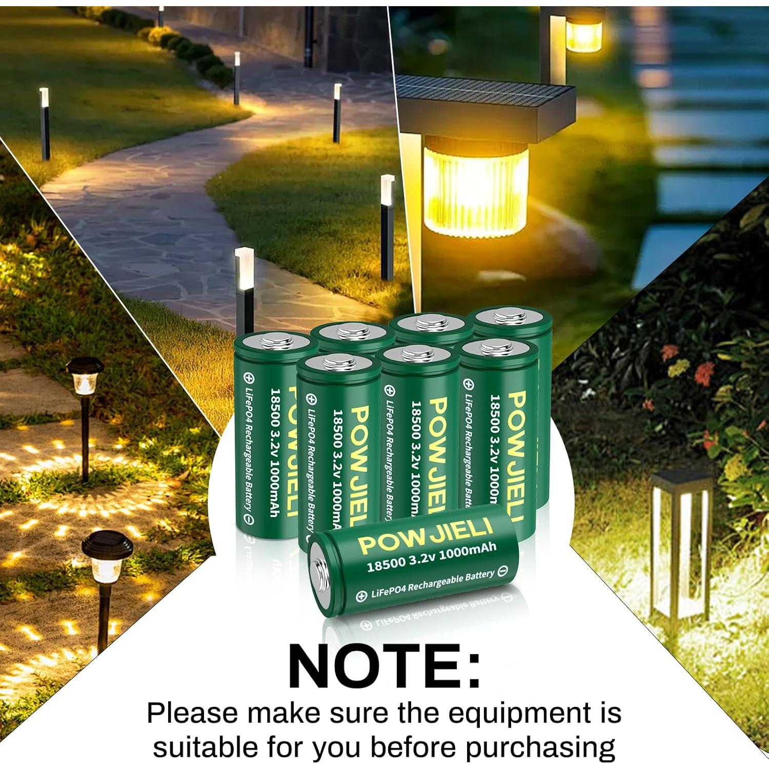 Baterías Recargables LiFePO4 18500 1000mAh 3.2V - Paquete de 8