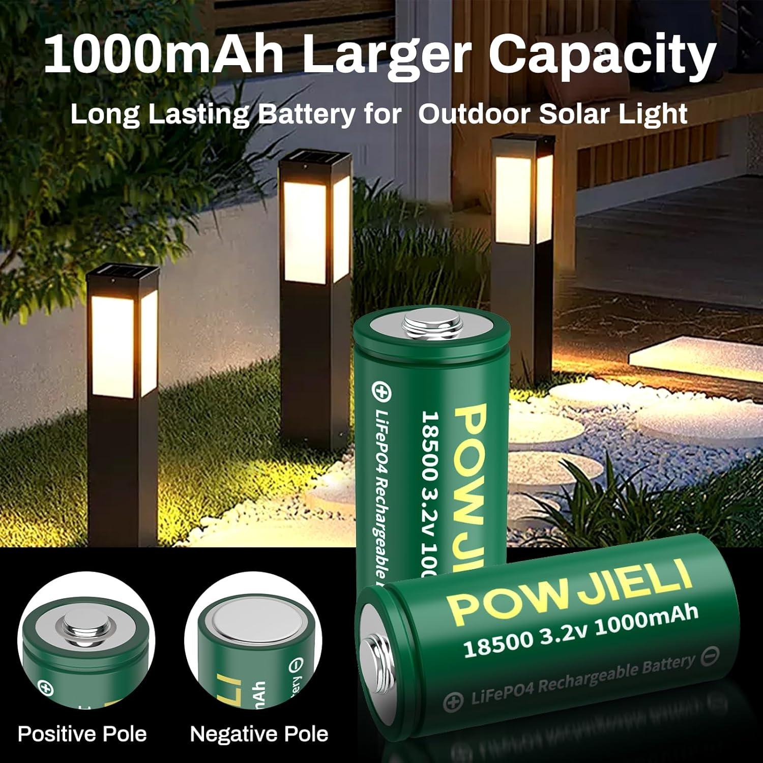 Baterías Recargables LiFePO4 18500 1000mAh 3.2V - Paquete de 8