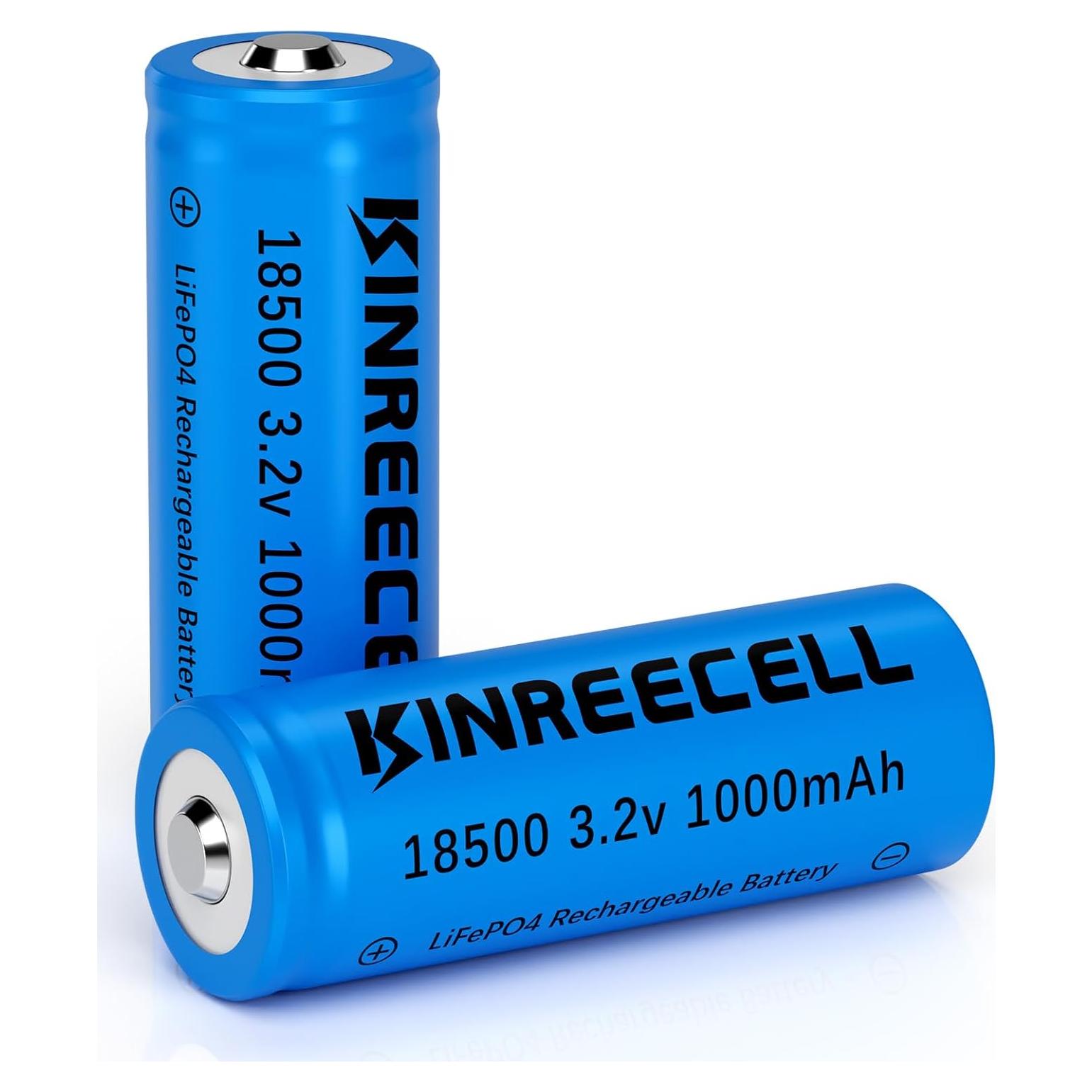 Batería Solar Recargable KINREECELL 18500 3.2V 1000mAh (2 Pcs)
