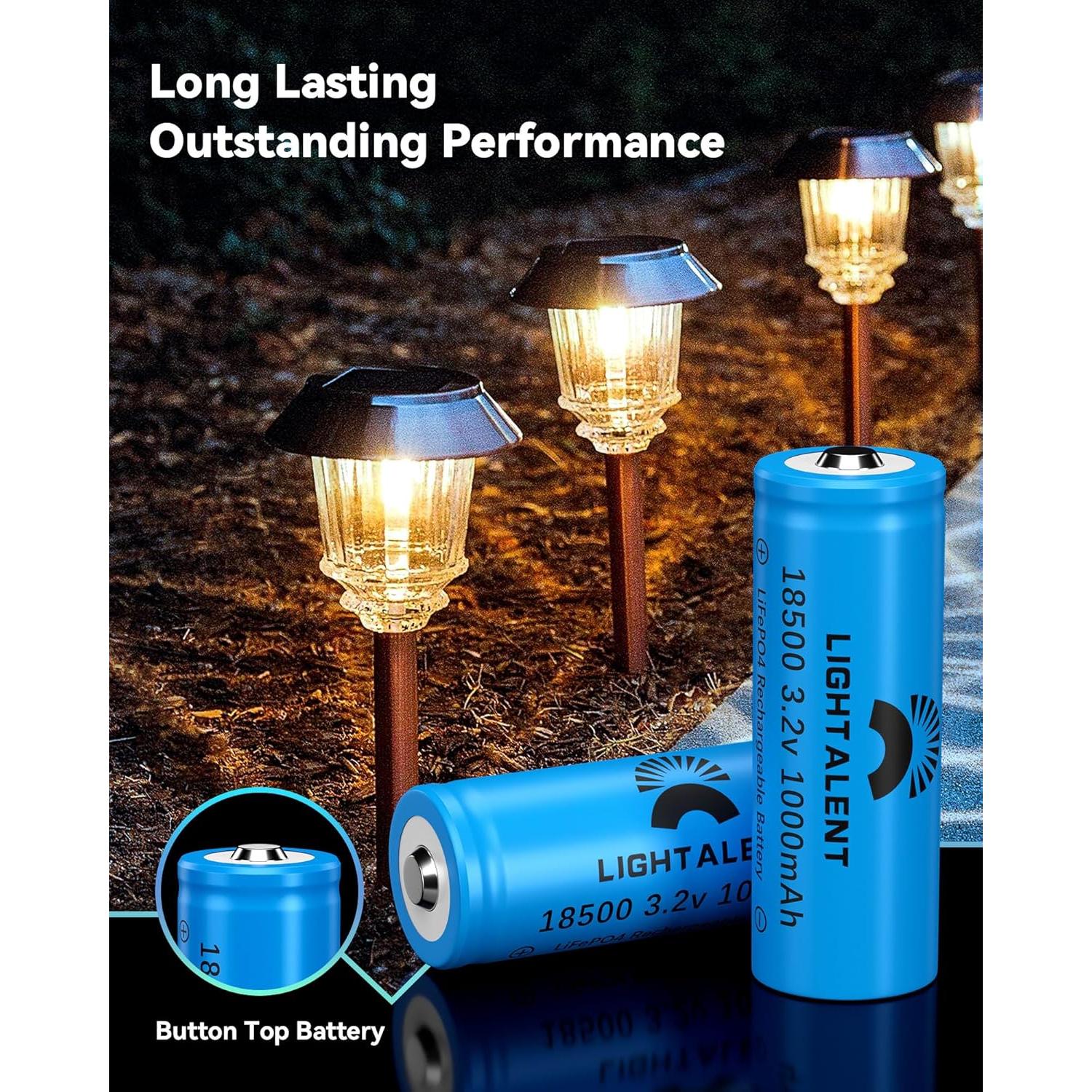 Batería recargable 18500 3.2V LiFePO4 1000mAh - Paquete de 4