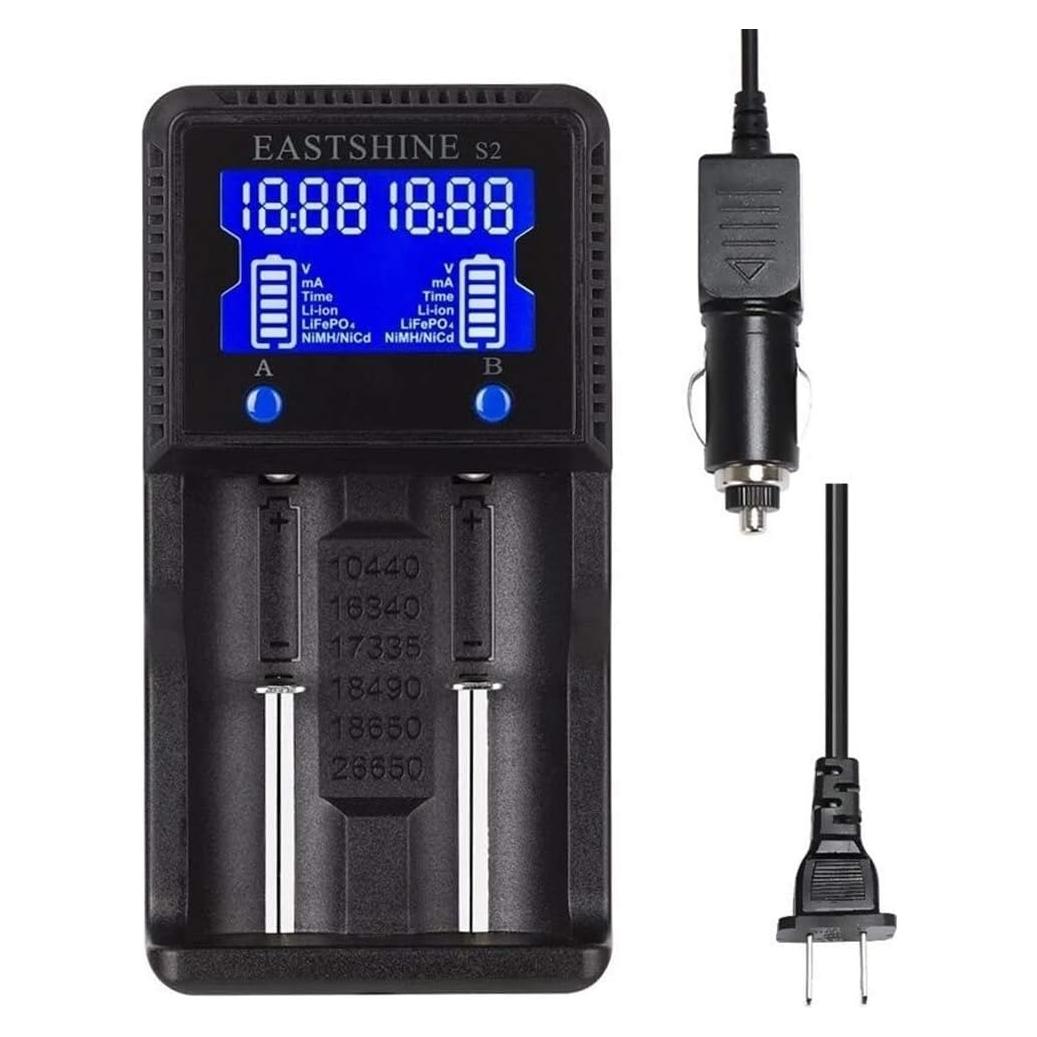 Cargador de Baterías Universal EASTSHINE S2 LCD 2 Ranuras