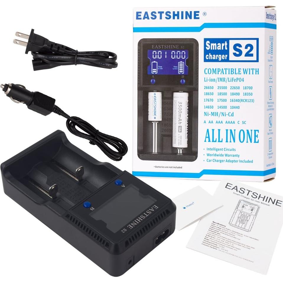 Cargador de Baterías Universal EASTSHINE S2 LCD 2 Ranuras