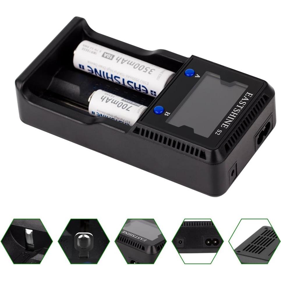 Cargador de Baterías Universal EASTSHINE S2 LCD 2 Ranuras