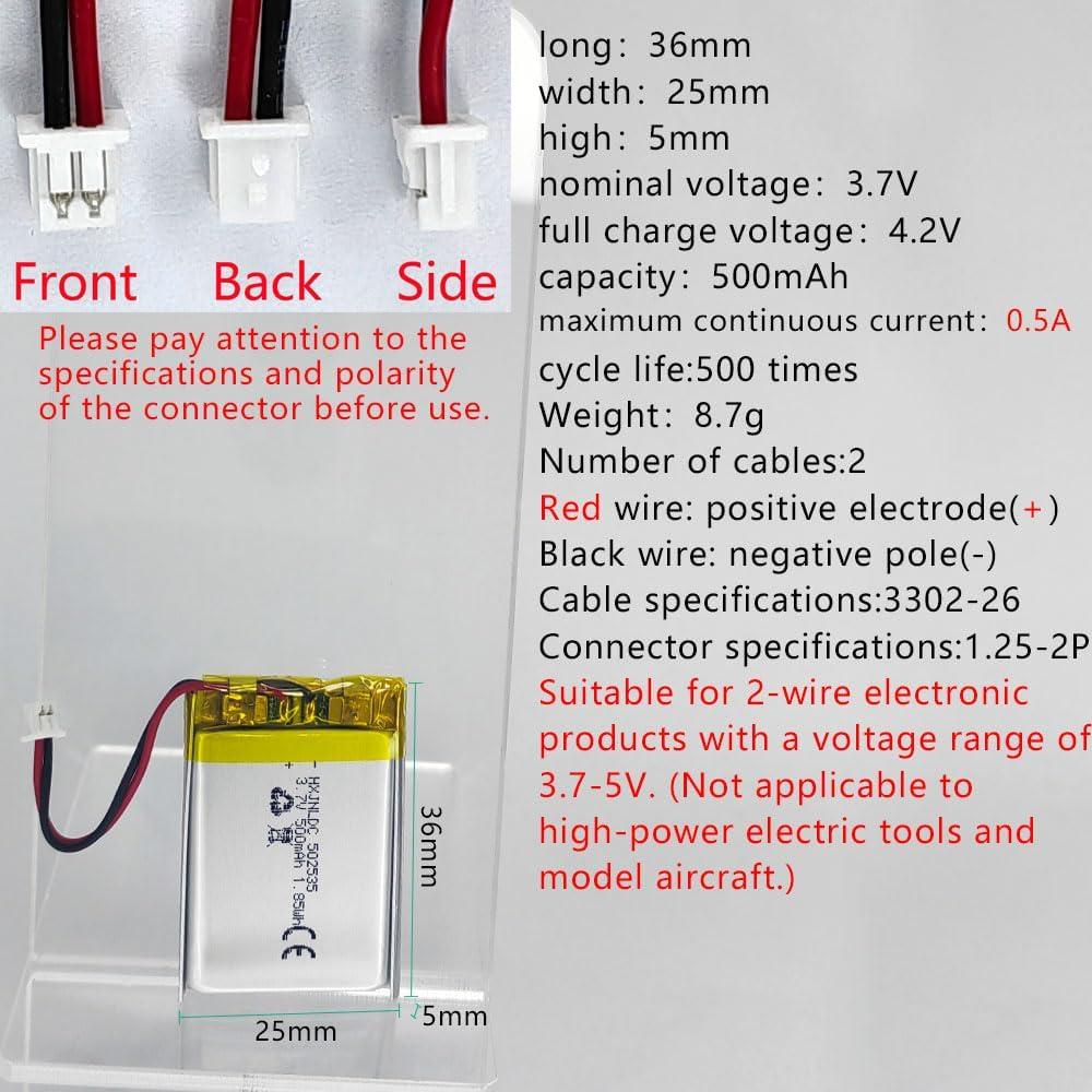 Batería de polímero de litio 3.7V 500mAh HXJN 502535