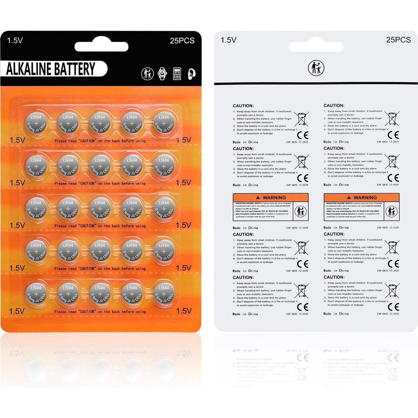 Baterías Alcalinas LR44 Kunying - Paquete de 25 Unidades