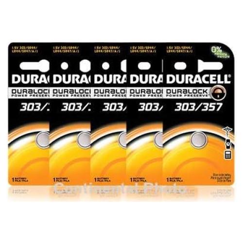 Lote de 5 Baterías Duracell 357 Óxido de Plata 18g