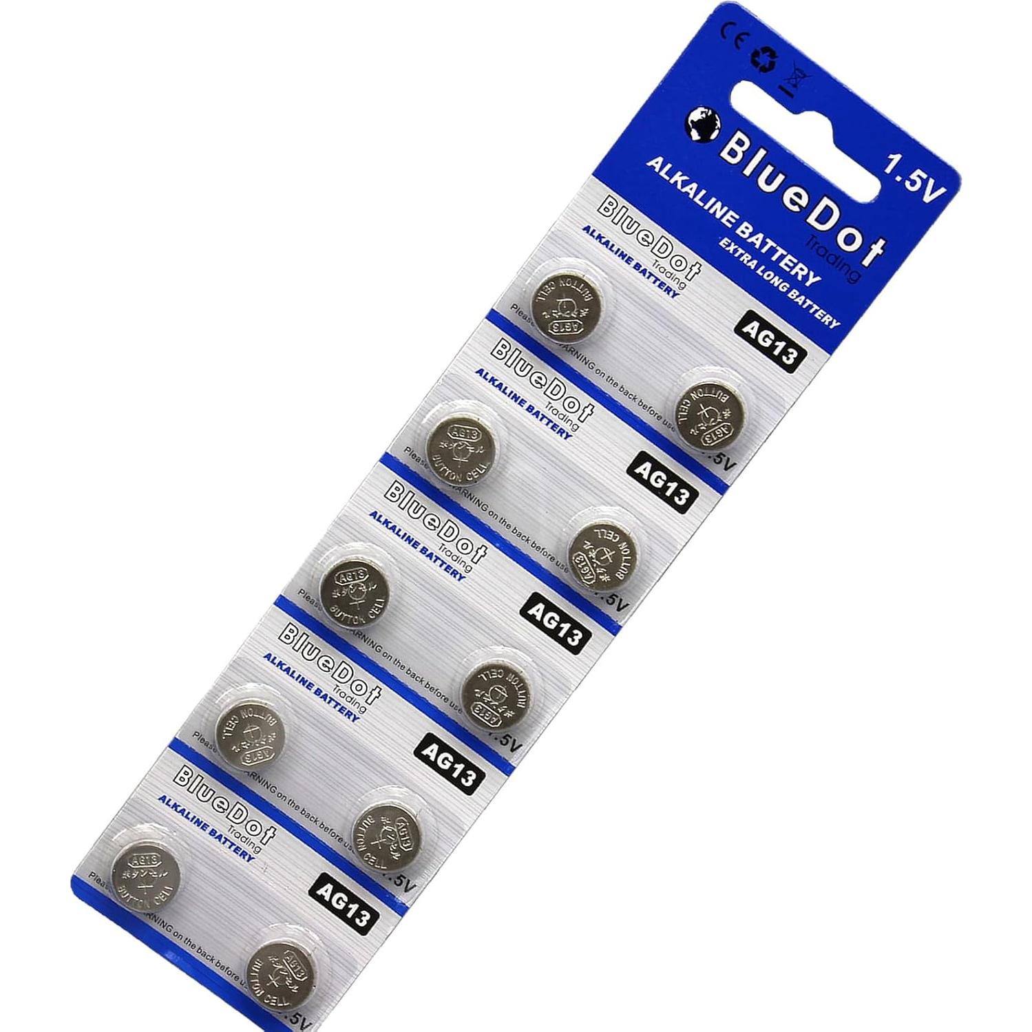 Baterías de botón AG13 BlueDot Trading 10 unidades 1.5V
