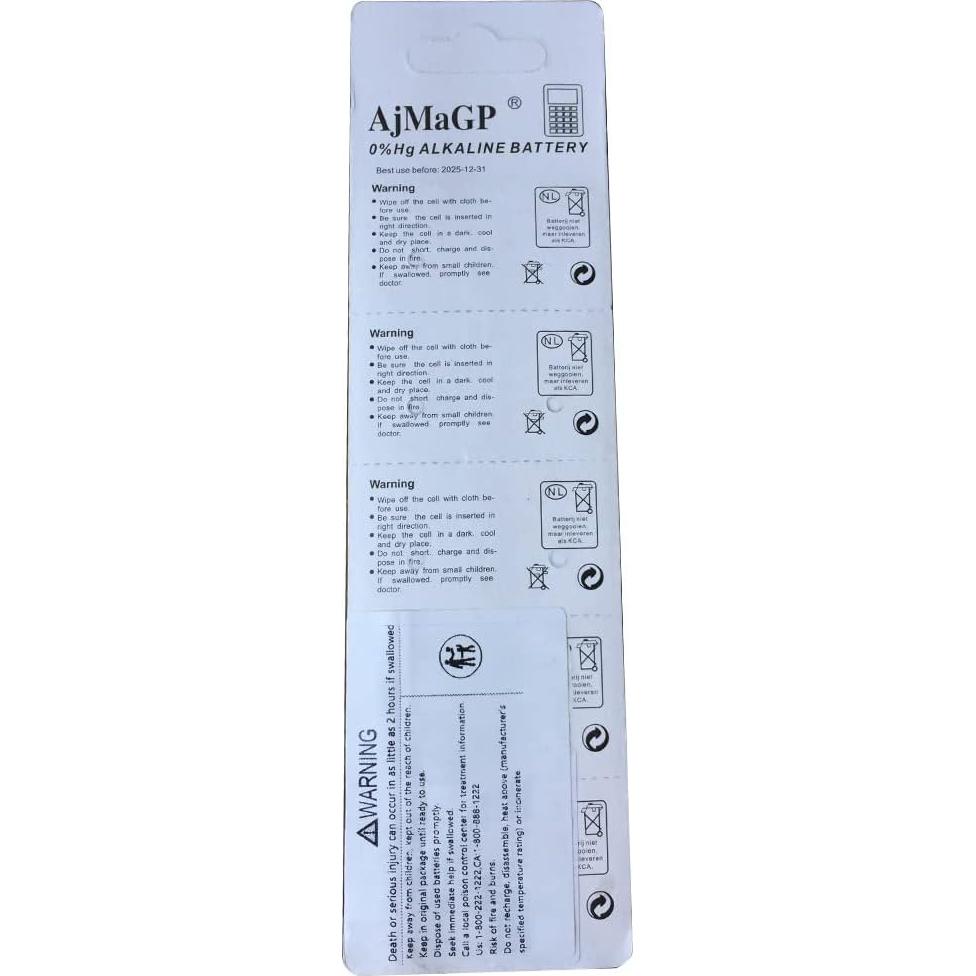 Baterías Alcalinas AG13 MJKAA 1.5V Paquete de 10 - LR44