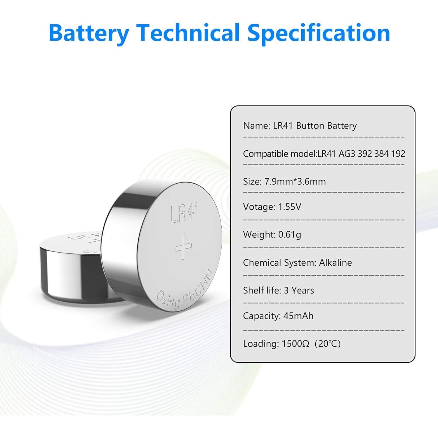 Baterías LR41 POWEROWL 40 Piezas Alcalinas 1.5V AG3