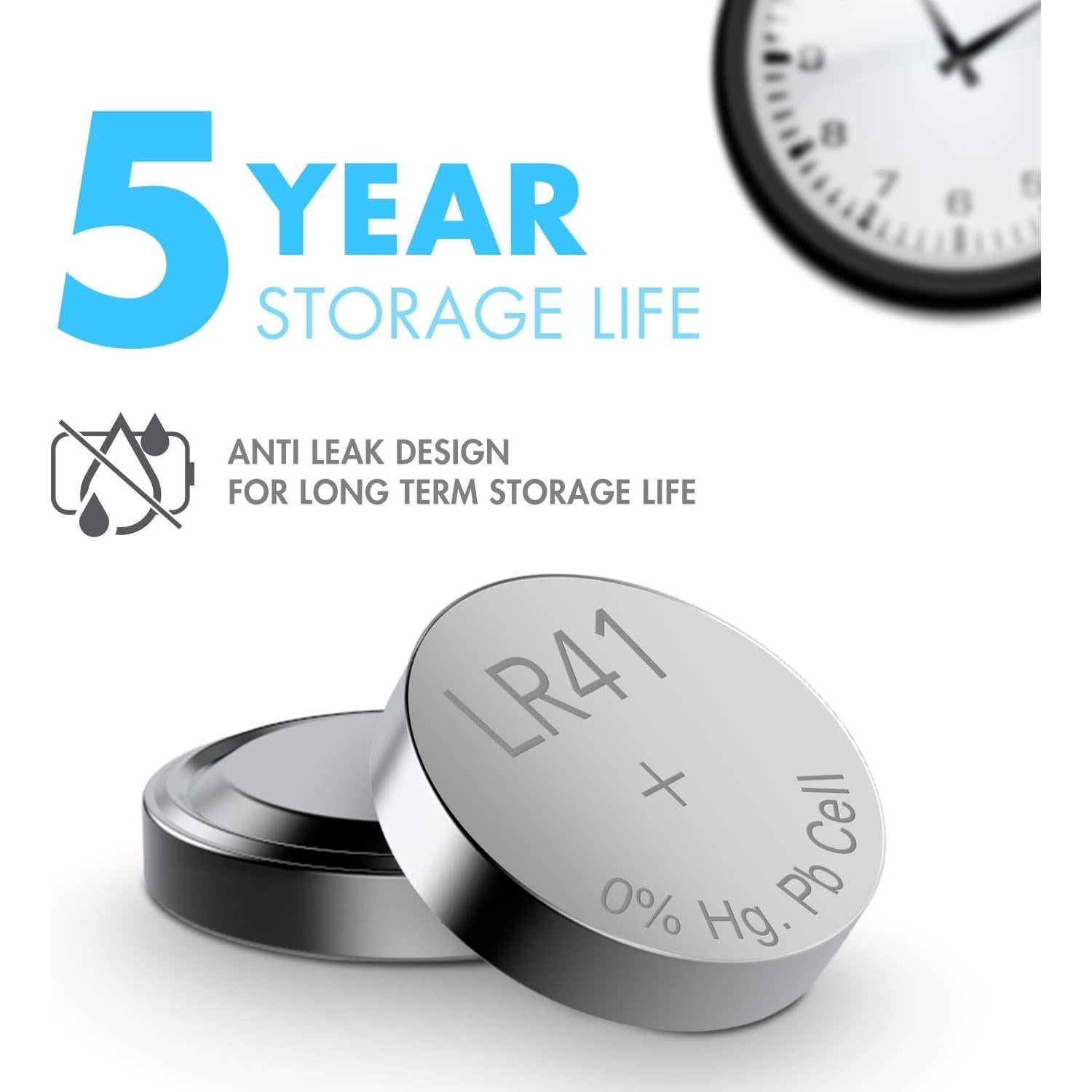 Baterías de botón LR41 Tenergy 1.5V - Paquete de 40 unidades